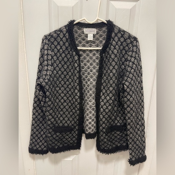 Sutton Studio Sweaters - Sutton Studio Black and White Cardigan